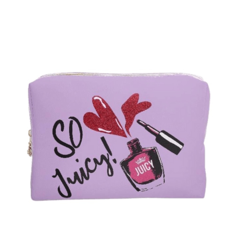5/$25 Juicy Couture light purple printed cosmetic bag